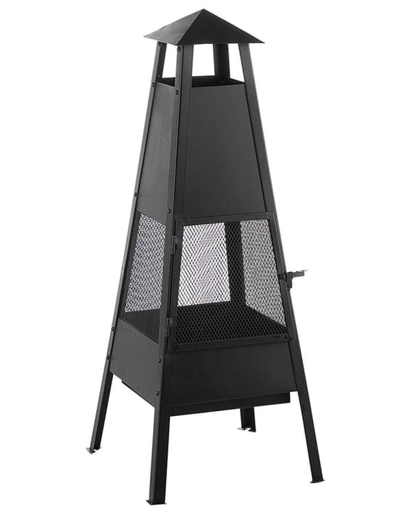 Ildsted Sort Stål 100 cm pyramide form Udendørs Have inkludere grilltilbehør i moderne minimalistisk design