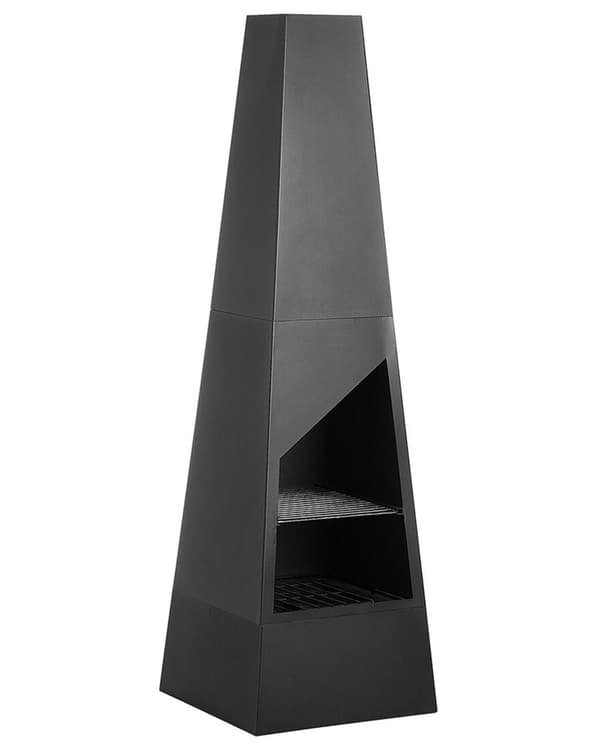 Ildsted Sort Stål 150 cm pyramide form Udendørs Have inkludere grilltilbehør i moderne minimalistisk design