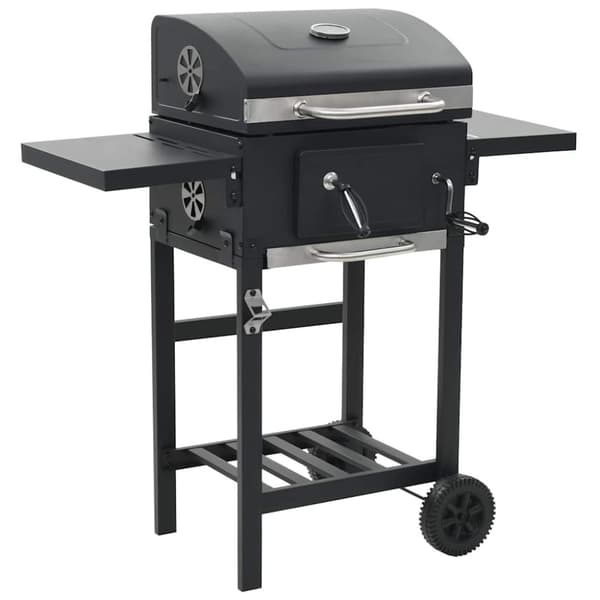 vidaXL kuldrevet grill med bundhylde sort