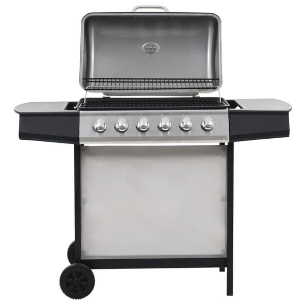 vidaXL gasgrill med 6 madlavningszoner rustfrit stål sølvfarvet