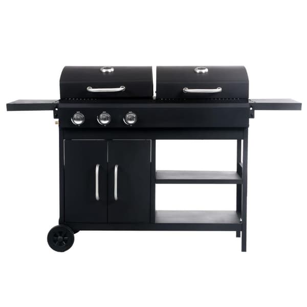 vidaXL Kombinerad gasol- och kolgrill med 3 brännare