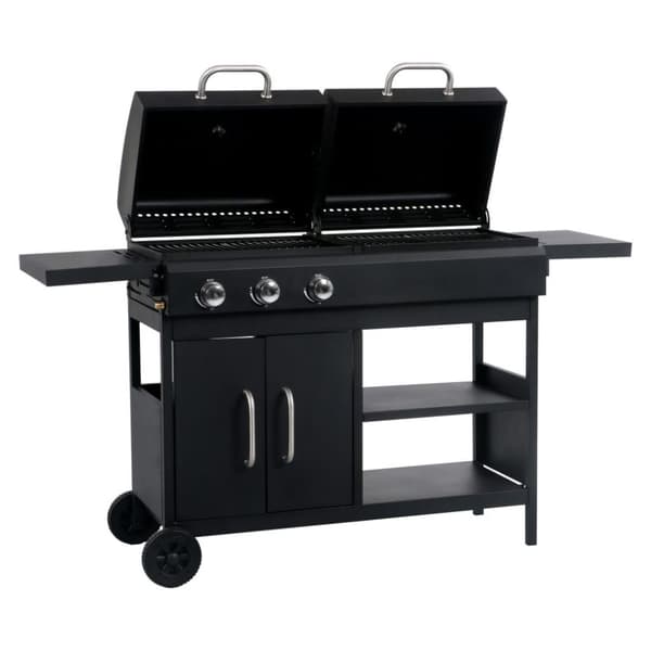 vidaXL Kombinerad gasol- och kolgrill med 3 brännare