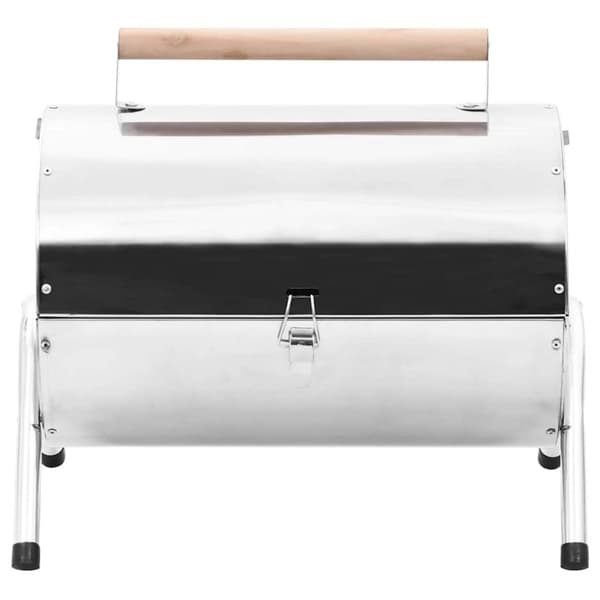 vidaXL transportabel bordgrill med dobbelt grillrist rustfrit stål
