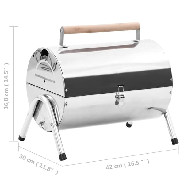 vidaXL transportabel bordgrill med dobbelt grillrist rustfrit stål
