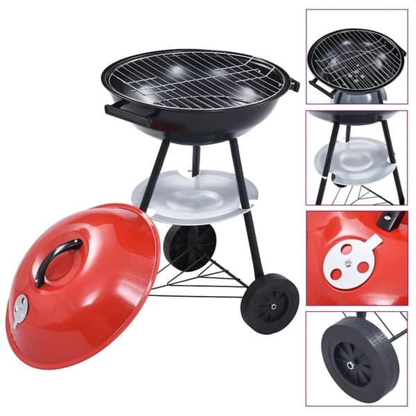 vidaXL transportabel kulgrill med hjul XXL 44 cm