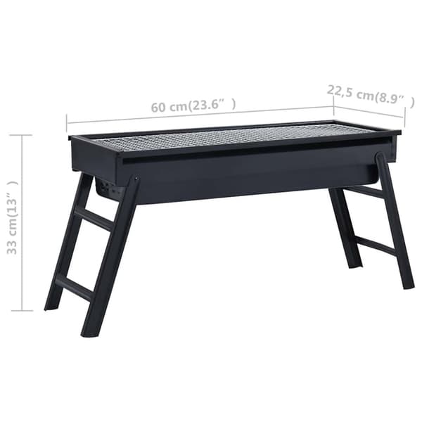 vidaXL bærbar campinggrill 60x22,5x33 cm stål