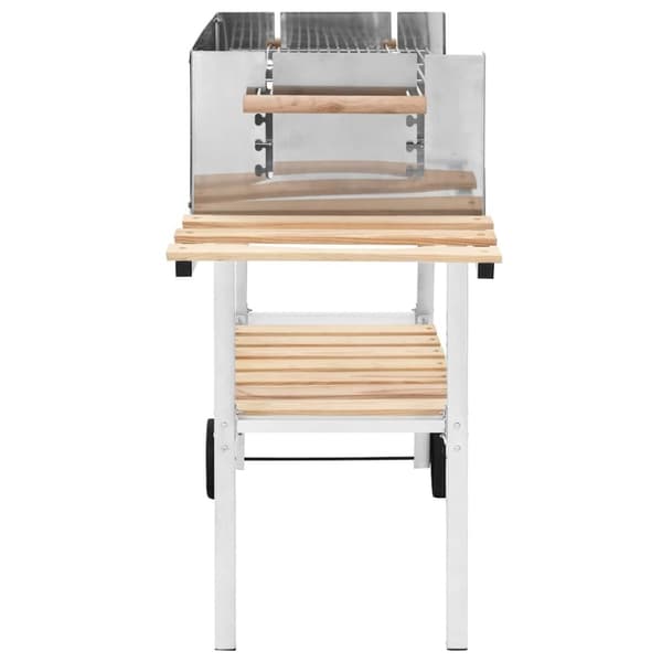 vidaXL kulgrill med hjul og 2 hylder XXL rustfrit stål