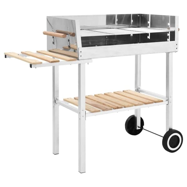 vidaXL kulgrill med hjul og 2 hylder XXL rustfrit stål