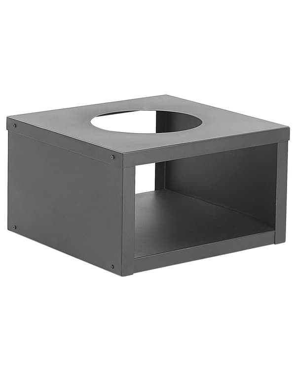 Bålfad sort stål 50x60 cm med brændeholder i kubisk form til trækul grill udendørs have perfekt til fest arrangementer