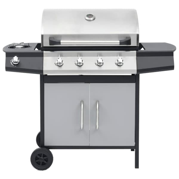 vidaXL Gasolgrill 4+1 kokzoner svart och silver