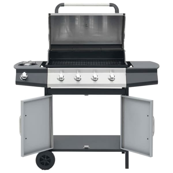 vidaXL Gasolgrill 4+1 kokzoner svart och silver