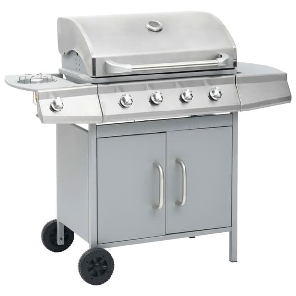 vidaXL gasgrill 4+1 grillzoner rustfrit stål sølvfarvet