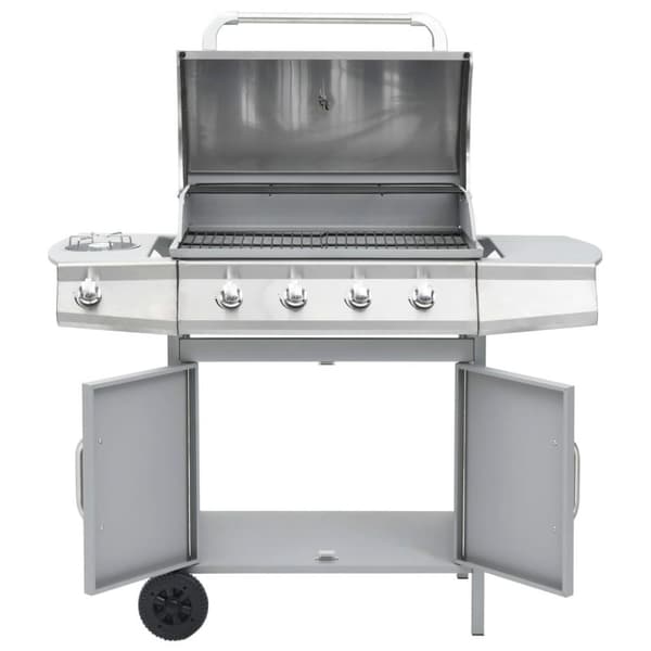 vidaXL gasgrill 4+1 grillzoner rustfrit stål sølvfarvet