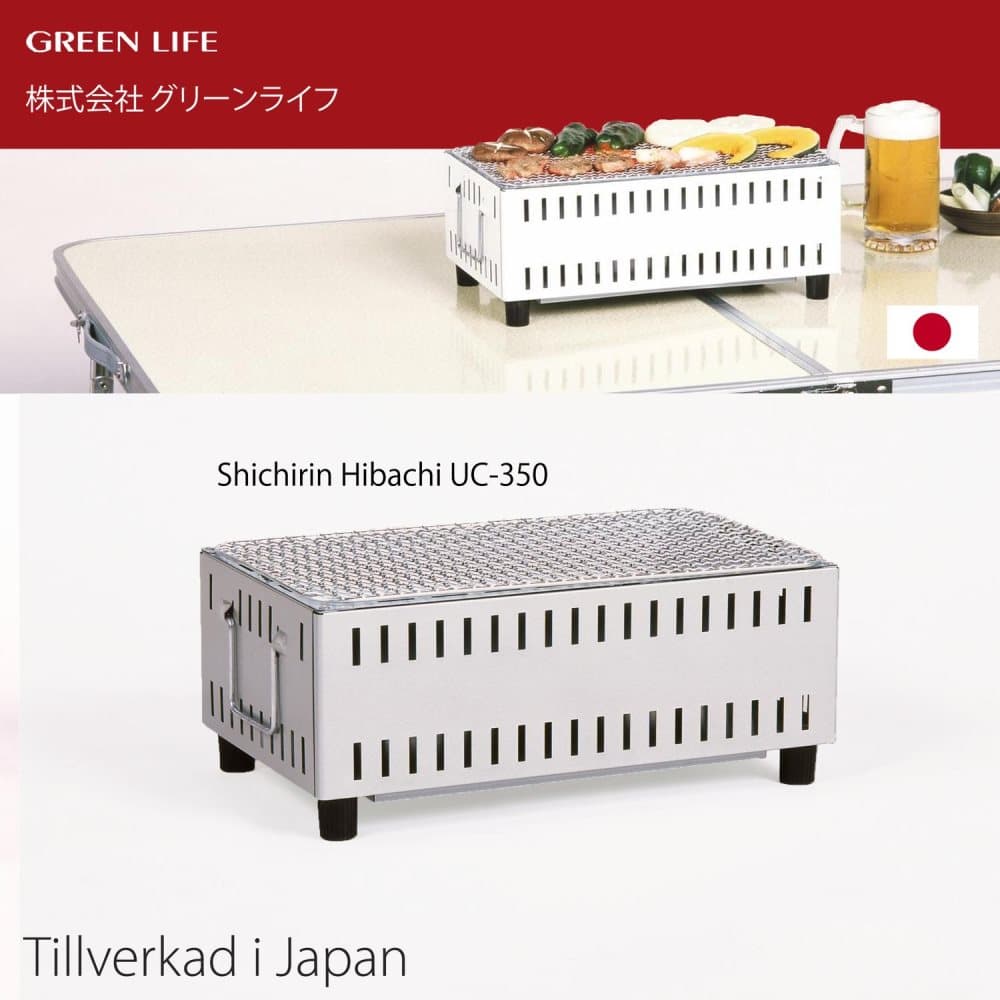 Green Life UC-350 Japansk Bordsgrill Yakitori Grill Kolgrill Shichirin Hibachi Silver - Tillverkad i Japan