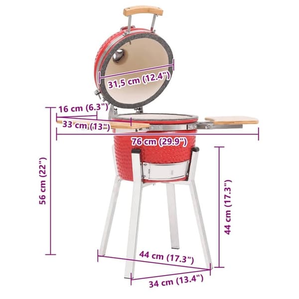 vidaXL Kamado Kullgrill med røyker keramisk 76 cm