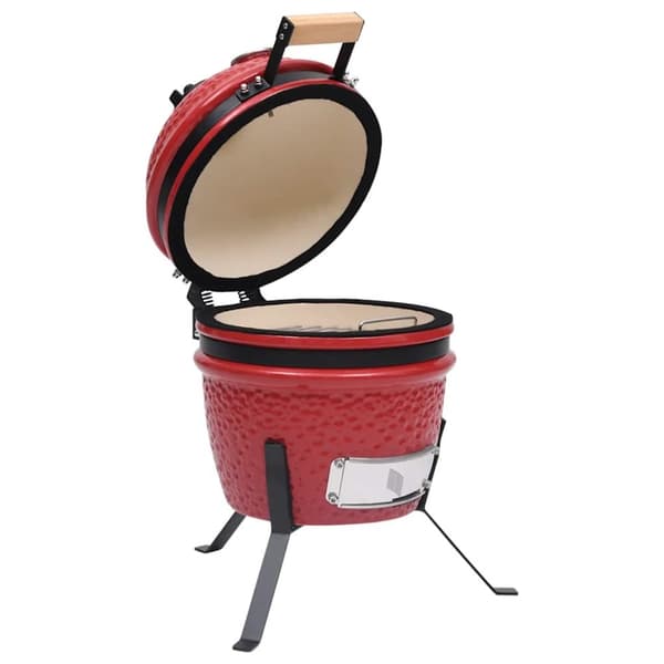 vidaXL Kamado 2-in-1 grilli/savustin keramiikka 56 cm punainen