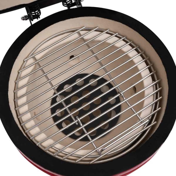 vidaXL Kamado 2-in-1 grilli/savustin keramiikka 56 cm punainen