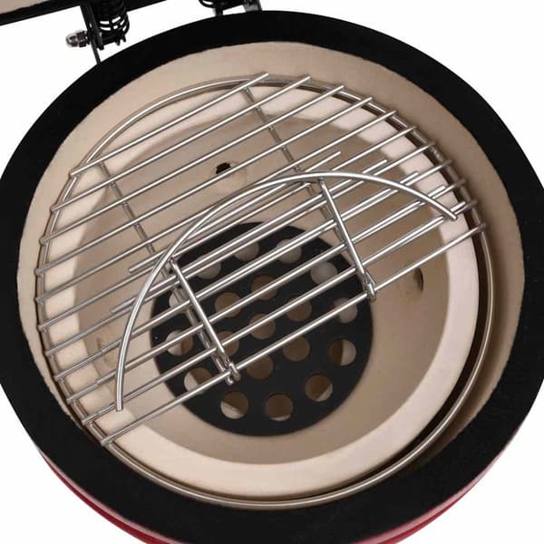 vidaXL Kamado 2-in-1 grilli/savustin keramiikka 56 cm punainen