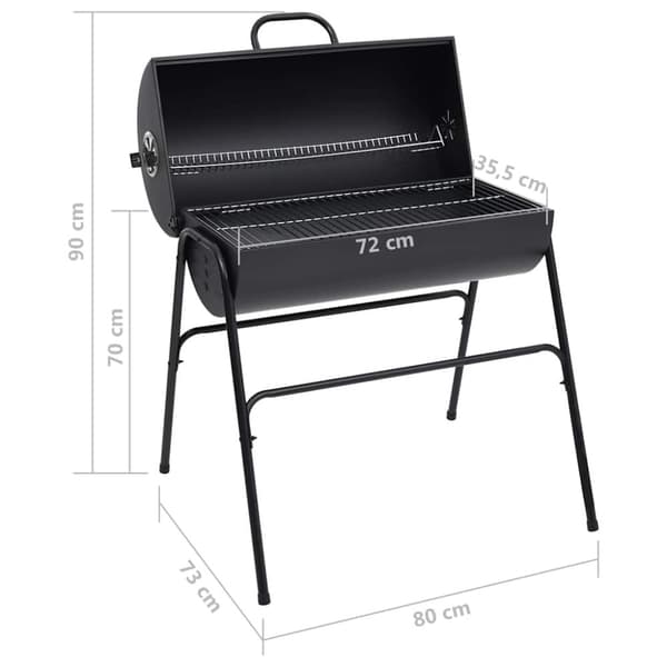 vidaXL tøndegrill med 2 grillriste 80x95x90 cm stål sort