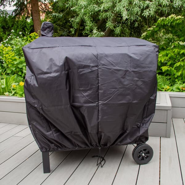 XXL BBQ Røggrill Kulgrill Bærbar Wheel Grill BBQ Grill Trolley Udendørs Madlavning Sort Rustfrit Stål Termometer Regnslag