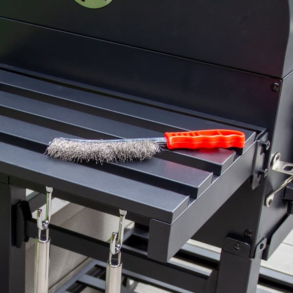 XXL BBQ Røggrill Kulgrill Bærbar Wheel Grill BBQ Grill Trolley Udendørs Madlavning Sort Rustfrit Stål Termometer Regnslag