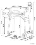 Pikkukuva 3 / 11: Hiiligrilli musta 115 x 113 x 54 cm savustin lämpömittari sivupöytä savupiippu