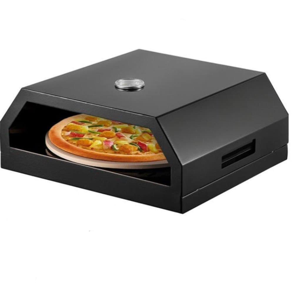 Pizzaugn | Trä eller gas | Bärbar | Svart| Rostfritt stål|42 x 37 x 19 cm