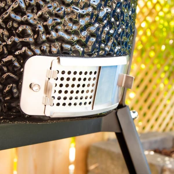 VONROC Kamado-Grill 13 Tum – Kompakt Keramisk Grill med Regnskydd och Stekplatta för Perfekt Grillning och Rökning
