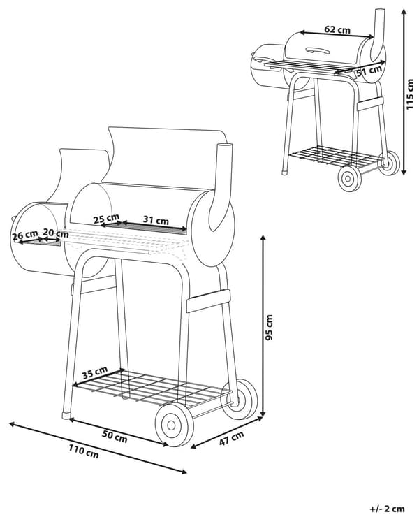 Smart grill med rygeovn sort