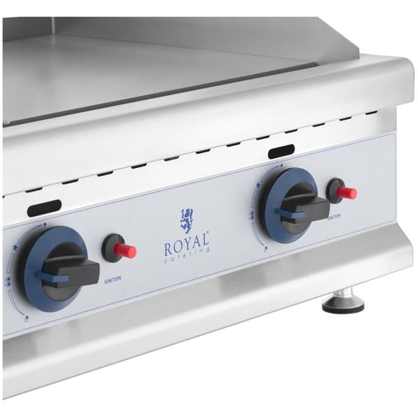 Royal Catering Gas-stekbord - Dubbelt - 60 x 40 cm - Slät - 2 x 3100 W - Naturgas - 20 mbar