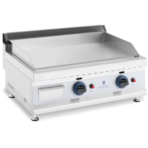 Royal Catering Gas-stekbord - Dubbelt - 60 x 40 cm - Slät - 2 x 3100 W - Naturgas - 20 mbar