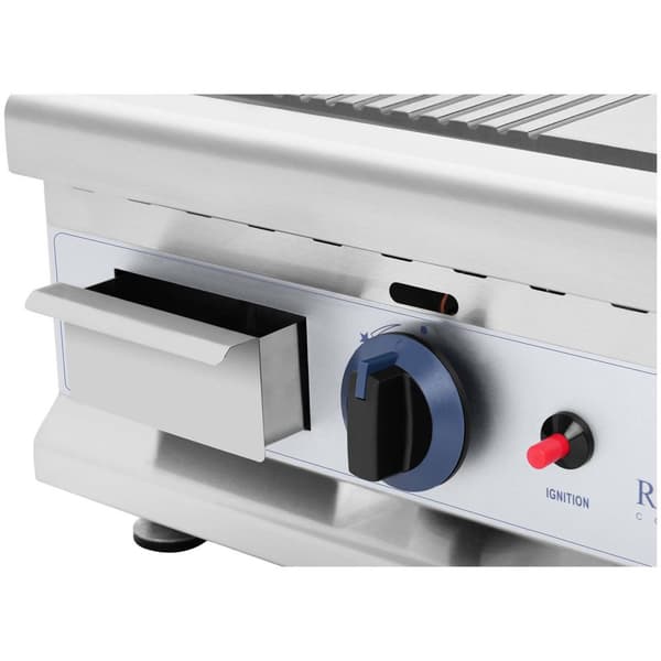 Royal Catering Gas-stekbord - Dubbelt - 60 x 40 cm - Slät/räfflad - 2 x 3100 W - Naturgas - 20 mbar