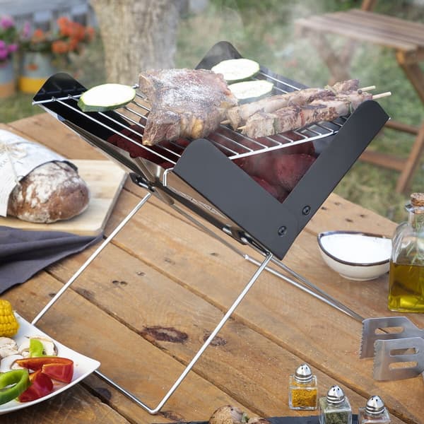 Mini hopfällbar bärbar grill för träkol Foldecue InnovaGoods