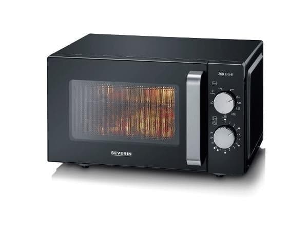 Severin - Microwave w/ceramic plate Grill function 20L/1000W - Black/Steel (24276)