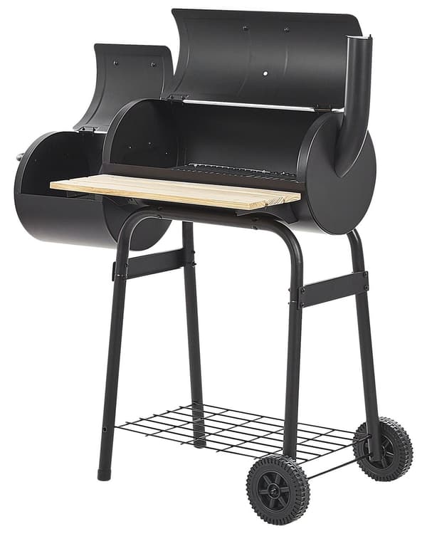 Kull BBQ Grill Svart stål med lokk Hjul Matlagingsrist Hylle Moderne Design