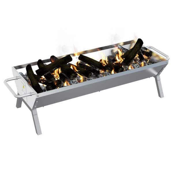 vidaXL Grillbrett sølv 118x42x30,5 cm rustfritt stål