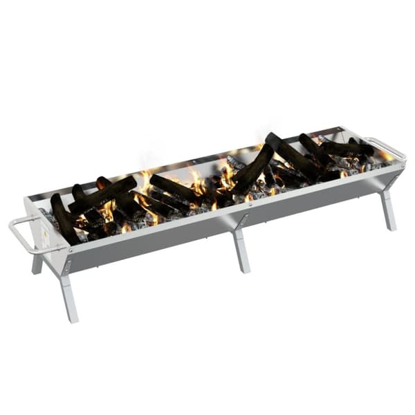vidaXL Grillbricka silver 158x42x31 cm rostfritt stål