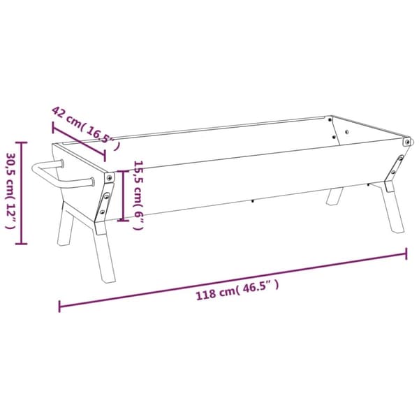vidaXL grillbakke 118x42x30,5 cm rustfrit stål sølvfarvet