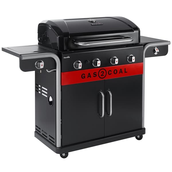 Char-Broil Hybridgrill Gas2Coal 2.0 4+1 Brännare Svart, Rostfritt stål, Röd