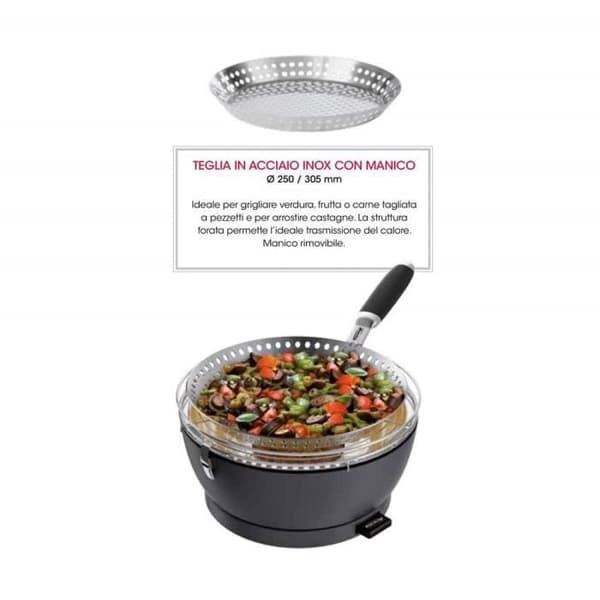 FEUERDESIGN-MAYON KIT LIGHTING GEL ROSTFRITT STÅLGALLER + TRÄKOL 3 Kg + TÅNG + PIZZA STEN + KUPP + STEEKPANA + BORSTE
