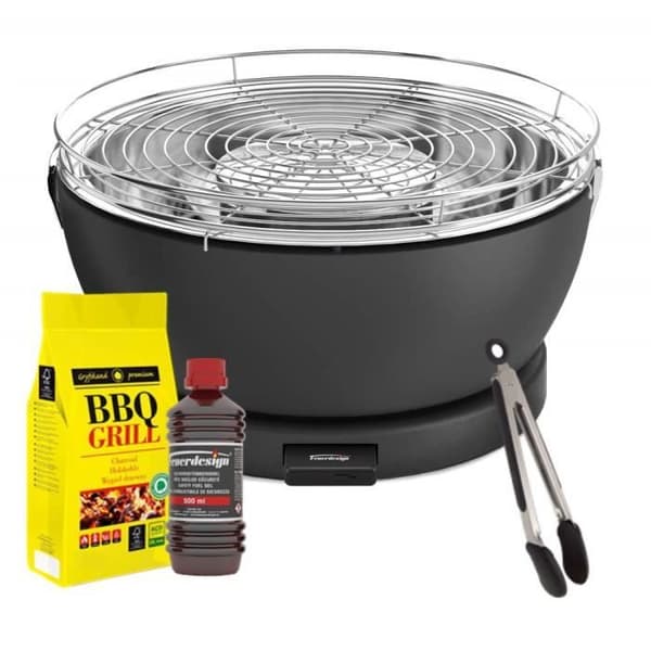 FEUERDESIGN-VESUVIO grill - Träkol - Antracit Gel-tändningssats - Klar på 5 min