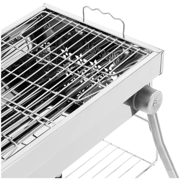 Royal Catering Kolgrill - med hylla och vikbar grill - 53x26 cm - rostfritt stål / galvaniserat stål - Royal Catering