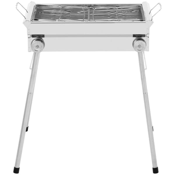 Royal Catering kolgrill - med hylla och vikbar grill - 43x25 cm - rostfritt stål / galvaniserat stål - Royal Catering