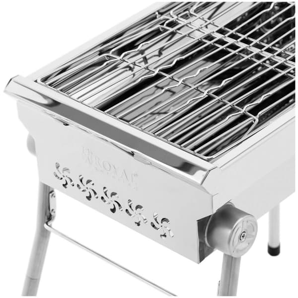 Royal Catering kolgrill - med hylla och vikbar grill - 43x25 cm - rostfritt stål / galvaniserat stål - Royal Catering