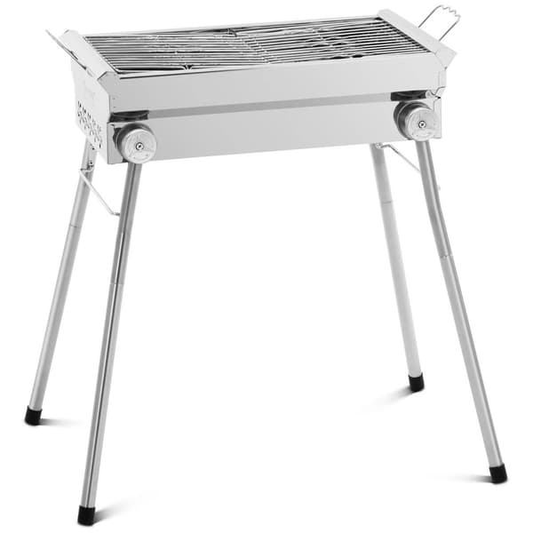 Royal Catering kolgrill - med hylla och vikbar grill - 43x25 cm - rostfritt stål / galvaniserat stål - Royal Catering