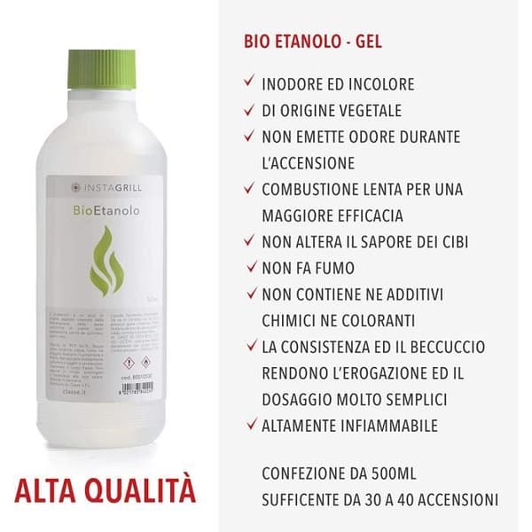 Kol för grillbok och ek holm 2 x 2,5 kg = 5 kg plus 1 flaska 500 ml bioetanol i gel - tillverkad i Italien