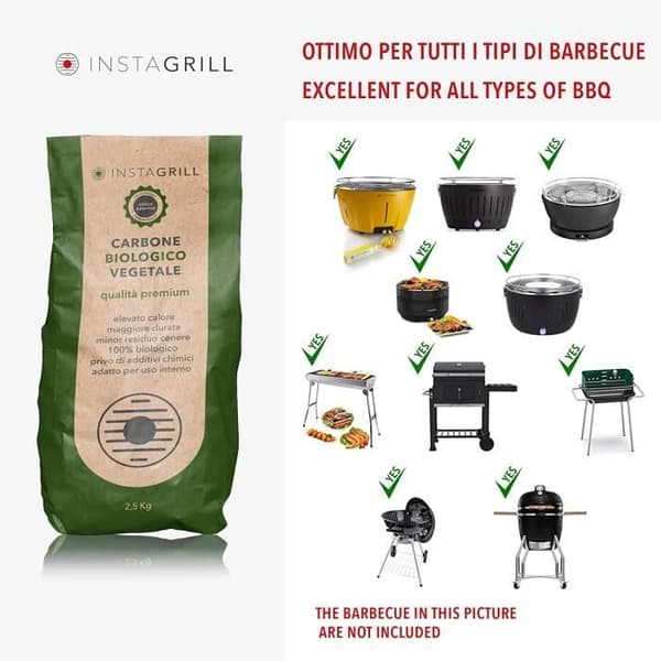Kol för grillbok och ek holm 2 x 2,5 kg = 5 kg plus 1 flaska 500 ml bioetanol i gel - tillverkad i Italien