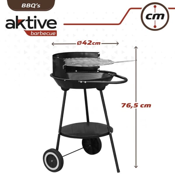 Kulgrill med hjul Aktive Aluminium Emaljeret metal tekstil 42 x 76,5 x 42 cm Sort