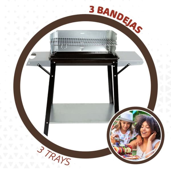 Kulgrill med hjul Aktive Emaljeret metal 90 x 85 x 32 cm Sort