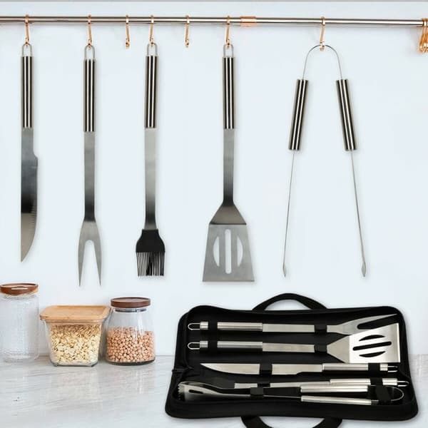 Grillredskaber Aktive Silikone Rustfrit stål 12 enheder 7,5 x 35 x 1,9 cm (5 Dele)